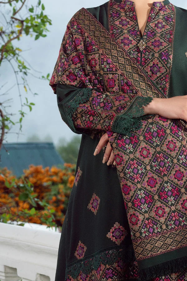 BAREEZE 3PC DHANAK EMBROIDERED SHIRT WITH DHANAK SHAWL AND TROUSER DN-2015