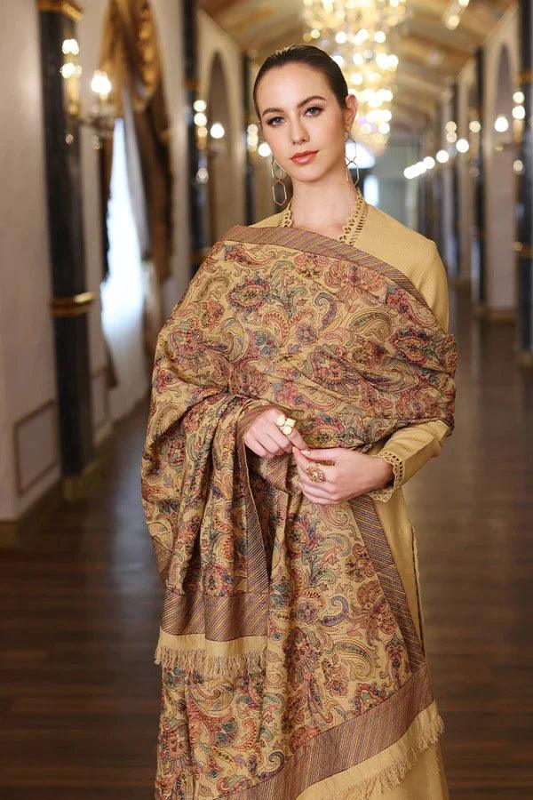 BAREEZE 3PC DHANAK EMBROIDERED SHIRT WITH DHANAK SHAWL AND TROUSER DN-2016