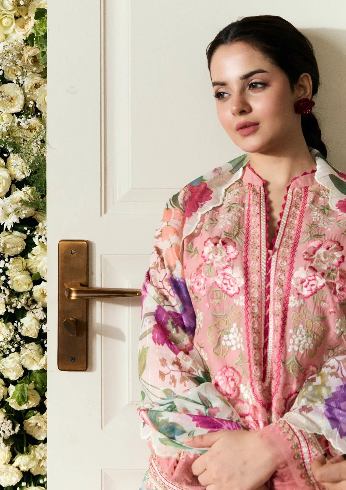 SAPPHIRE 3PC DHANAK EMBROIDERED SHIRT WITH DHANAK PRINT SHAWL AND TROUSER DN-2009