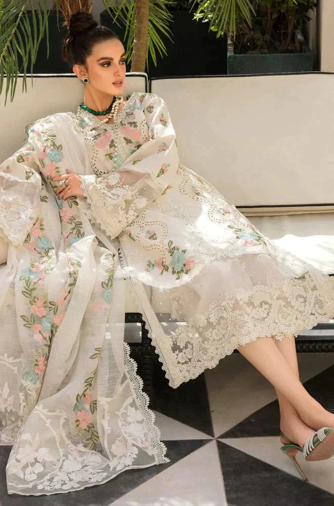 Embroidered Luxury Lawn Chikan Kari Unstitched 3Pc | 1021