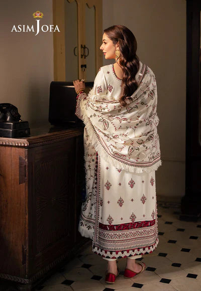 ASIM JOFA 3PC DHANAK EMBROIDERED SHIRT WITH DHANAK EMB SHAWL AND TROUSER DN-2005