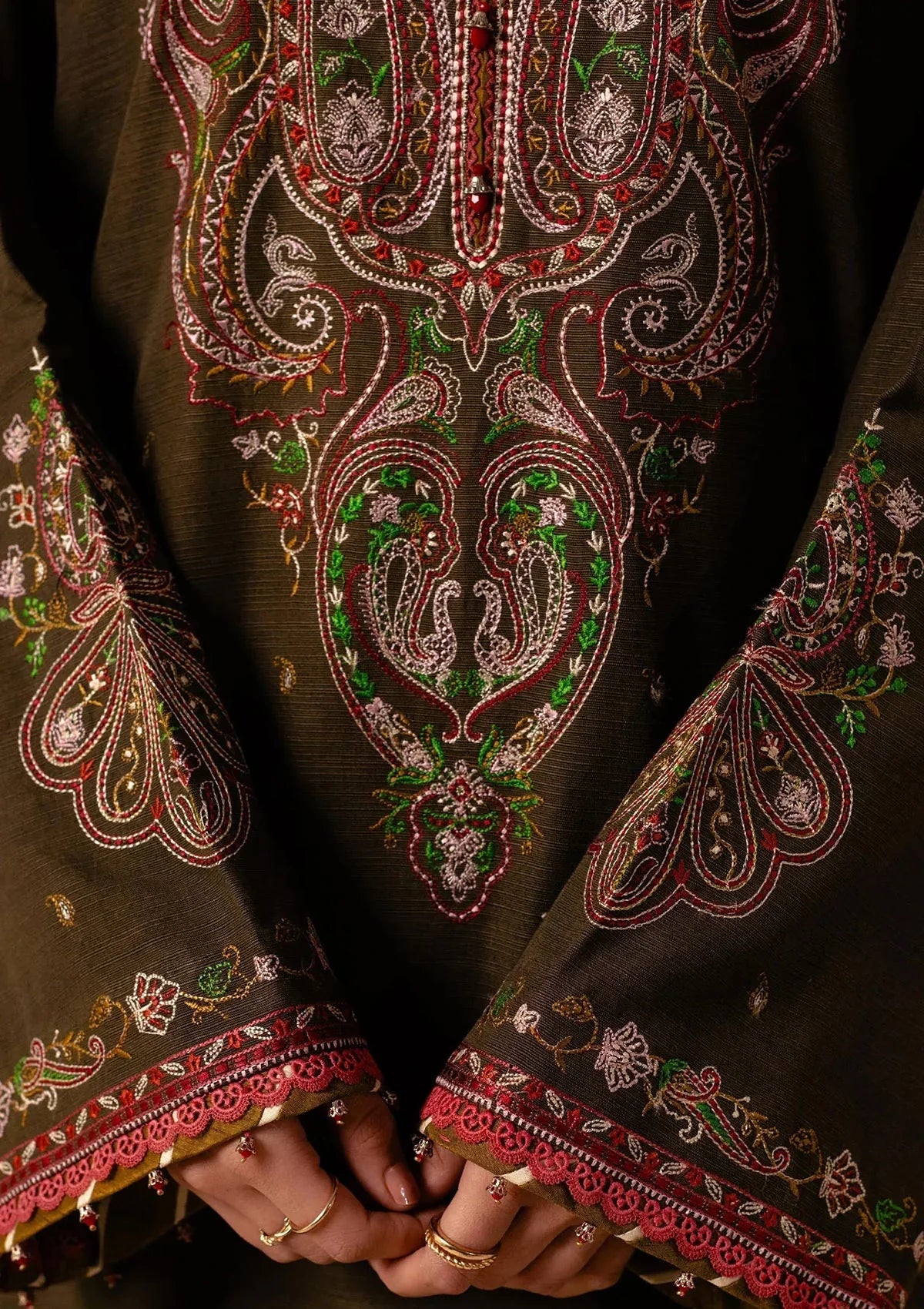 SAPPHIRE 3PC DHANAK EMBROIDERED SHIRT WITH DHANAK EMB SHAWL AND TROUSER DN-2006