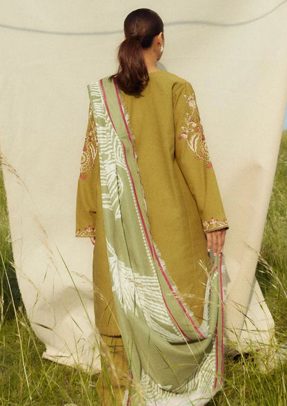 ETHNIC 3PC DHANAK EMBROIDERED SHIRT WITH DHANAK PRINT SHAWL AND TROUSER DN-2040