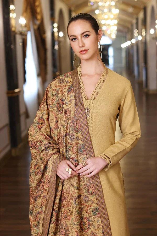 BAREEZE 3PC DHANAK EMBROIDERED SHIRT WITH DHANAK SHAWL AND TROUSER DN-2016