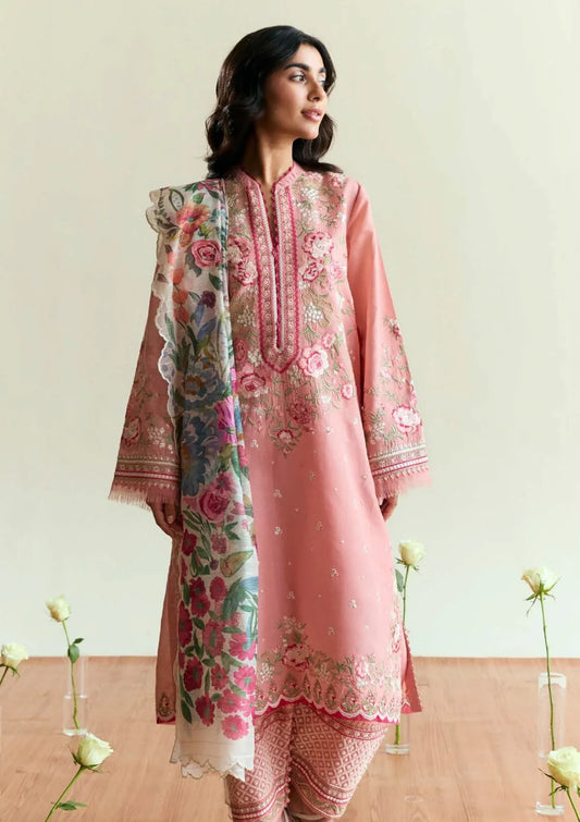 SAPPHIRE 3PC DHANAK EMBROIDERED SHIRT WITH DHANAK PRINT SHAWL AND TROUSER DN-2009