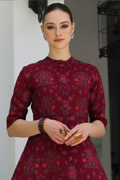 BAREEZE 3PC DHANAK EMBROIDERED SHIRT WITH DHANAK SHAWL AND TROUSER DN-2044