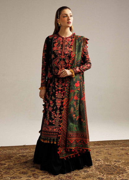 HUSSAIN REHAR 3PC DHANAK EMBROIDERED SHIRT WITH DHANAK PRINT SHAWL AND TROUSER DN-2013
