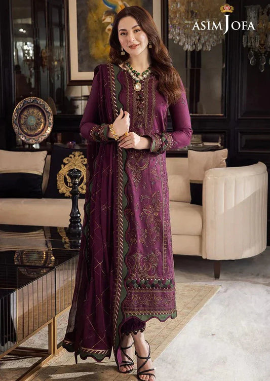 ASIM JOFA PURPLE LADIES HEAVY 3PC EMBOIDERY SM-1041