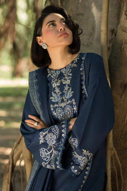 BELLE COUTURE 3PC DHANAK EMBROIDERED SHIRT WITH DHANAK SHAWL AND TROUSER DN-2052