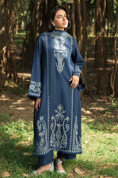 BELLE COUTURE 3PC DHANAK EMBROIDERED SHIRT WITH DHANAK SHAWL AND TROUSER DN-2052