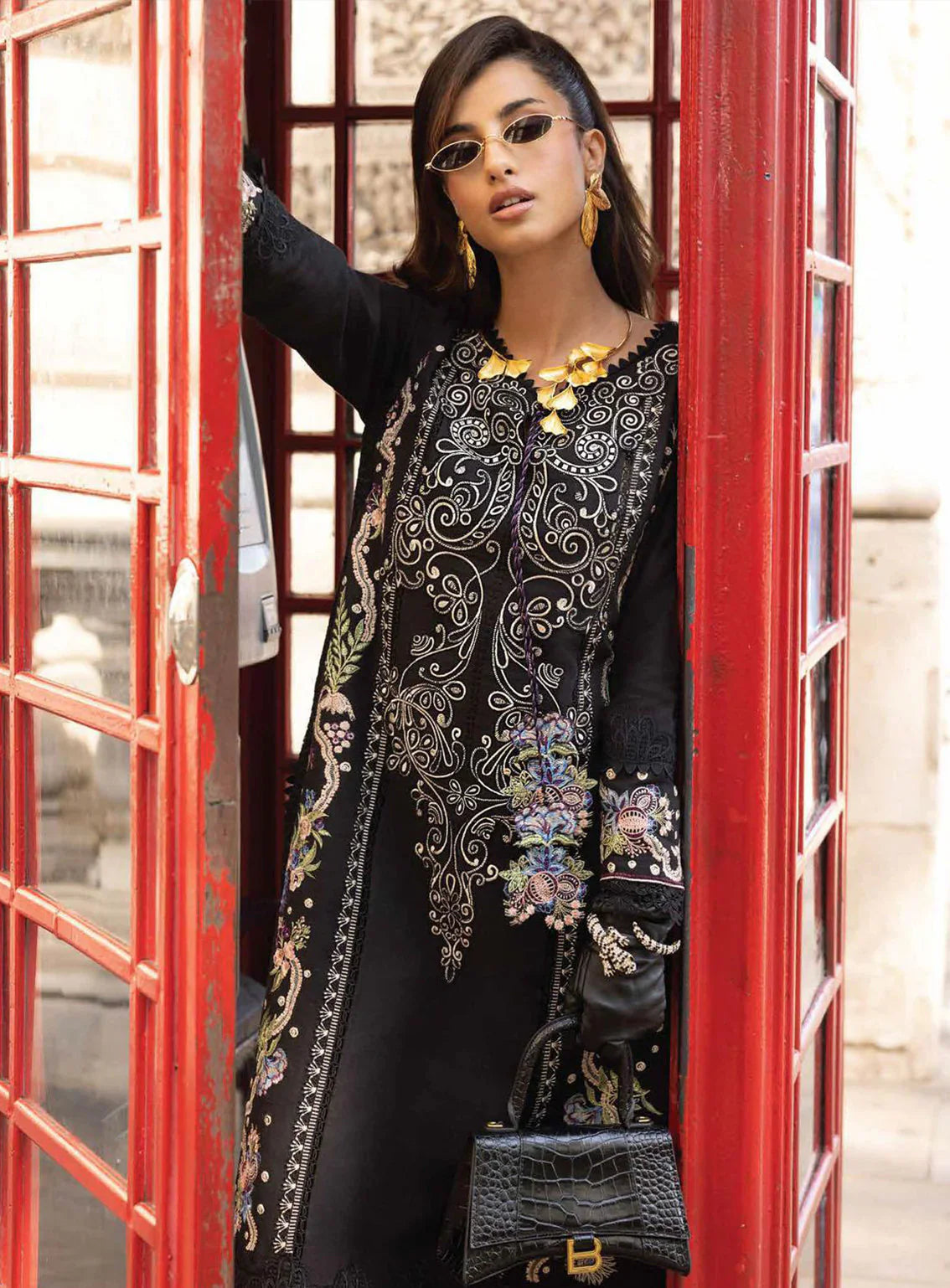 BROADWAY 3PC DHANAK EMBROIDERED SHIRT WITH DHANAK SHAWL AND TROUSER DN-2050