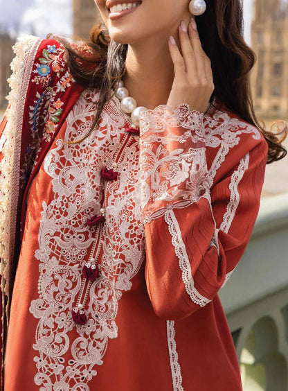 BROADWAY 3PC DHANAK EMBROIDERED SHIRT WITH DHANAK SHAWL AND TROUSER DN-2051