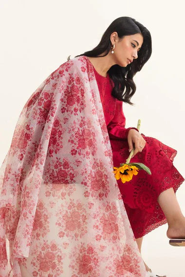 Embroidered Luxury Lawn Chikan Kari Unstitched 3Pc | 1067