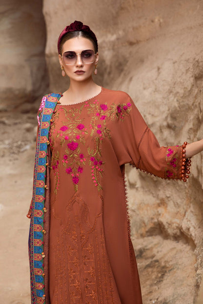 MARIA B 3PC DHANAK EMBROIDERED SHIRT WITH DHANAK SHAWL AND TROUSER DN-2068