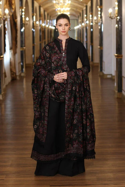 BAREEZE 3PC DHANAK EMBROIDERED SHIRT WITH DHANAK SHAWL AND TROUSER DN-2028