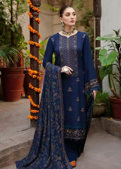 RAMSHA 3PC DHANAK EMBROIDERED SHIRT WITH DHANAK SHAWL AND TROUSER DN-2029