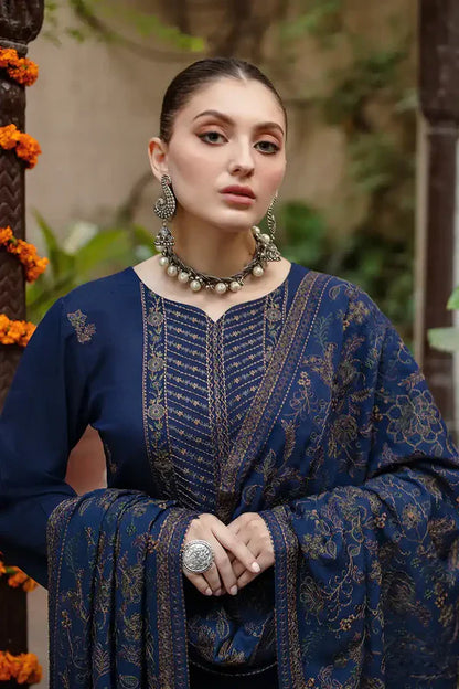 RAMSHA 3PC DHANAK EMBROIDERED SHIRT WITH DHANAK SHAWL AND TROUSER DN-2029