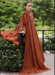 MARIA B 3PC DHANAK EMBROIDERED SHIRT WITH DHANAK SHAWL AND TROUSER DN-2032