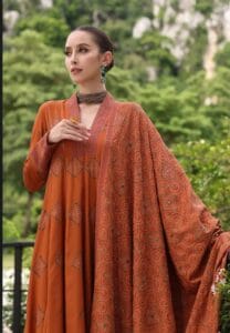 MARIA B 3PC DHANAK EMBROIDERED SHIRT WITH DHANAK SHAWL AND TROUSER DN-2032