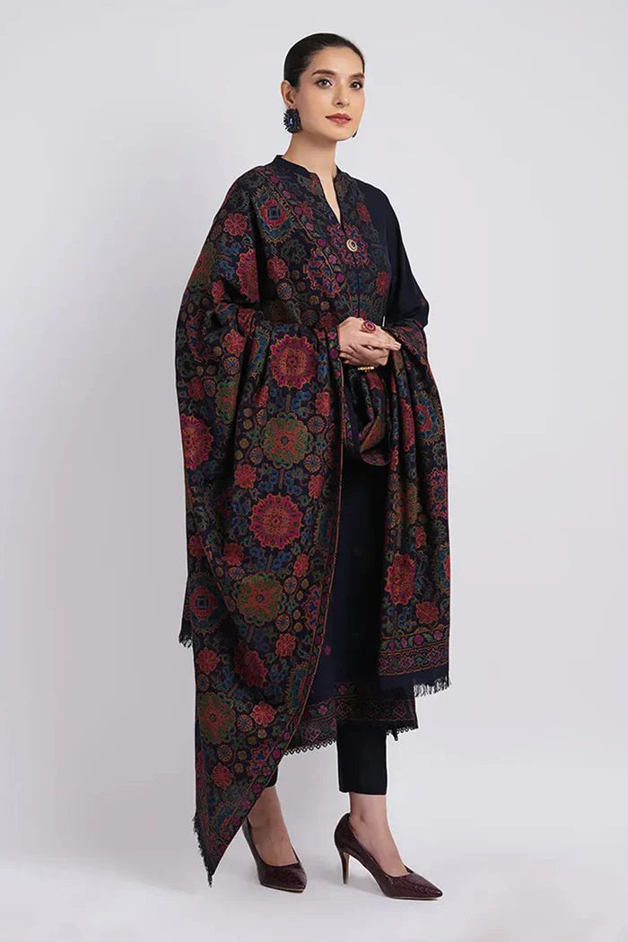 BAREEZE 3PC DHANAK EMBROIDERED SHIRT WITH DHANAK SHAWL AND TROUSER DN-2035