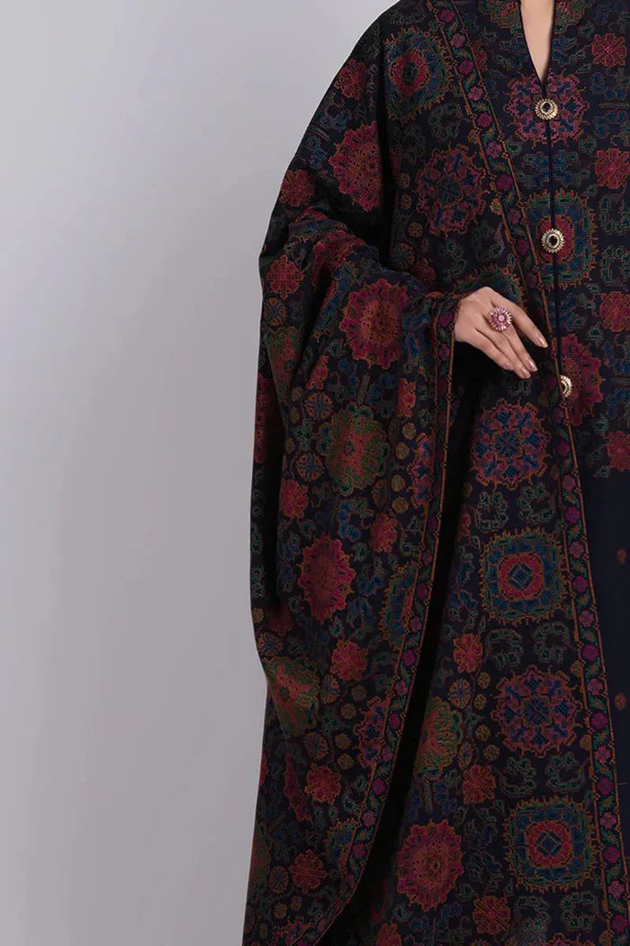 BAREEZE 3PC DHANAK EMBROIDERED SHIRT WITH DHANAK SHAWL AND TROUSER DN-2035