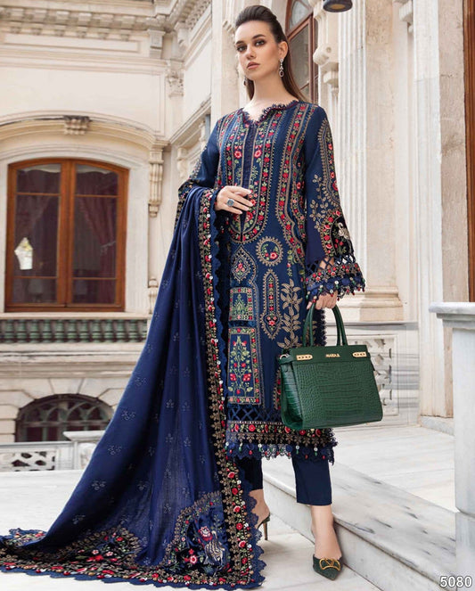 MARIA B 3PC DHANAK EMBROIDERED SHIRT WITH DHANAK SHAWL AND TROUSER DN-2033