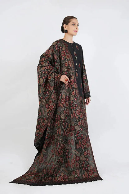 RAMSHA 3PC DHANAK EMBROIDERED SHIRT WITH DHANAK SHAWL AND TROUSER DN-2030