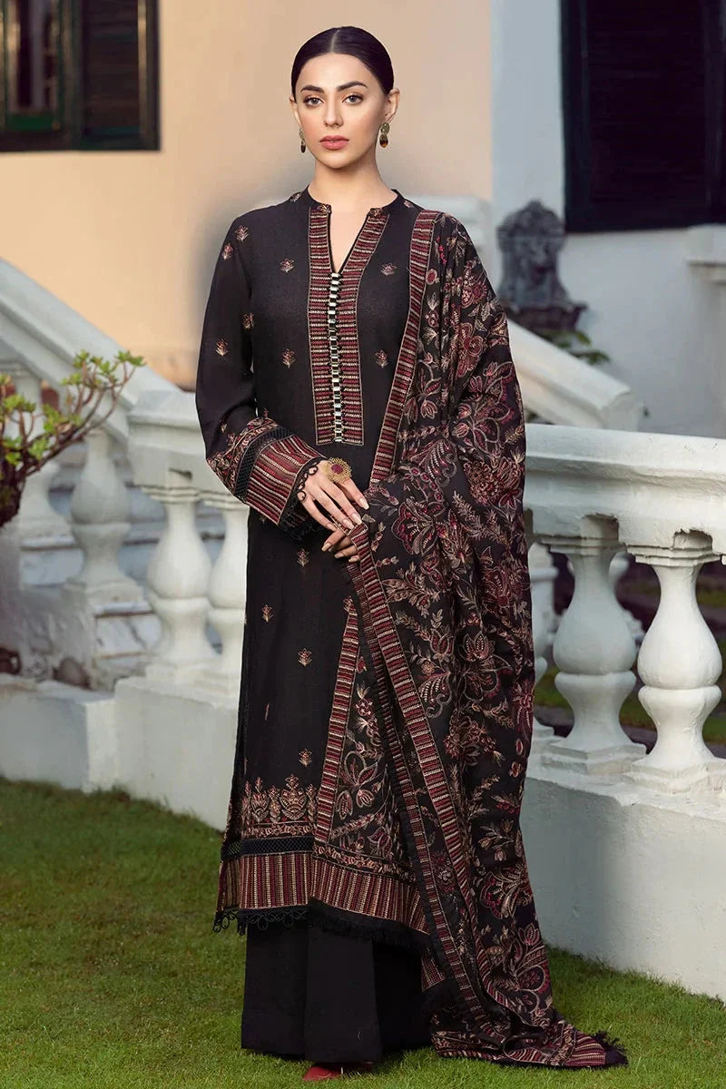 BAREEZE 3PC DHANAK EMBROIDERED SHIRT WITH DHANAK SHAWL AND TROUSER DN-2017