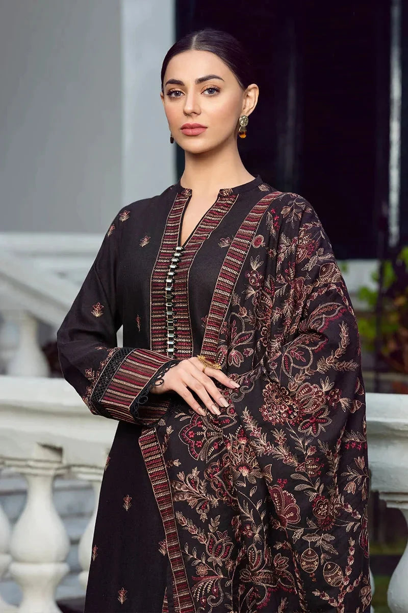 BAREEZE 3PC DHANAK EMBROIDERED SHIRT WITH DHANAK SHAWL AND TROUSER DN-2017