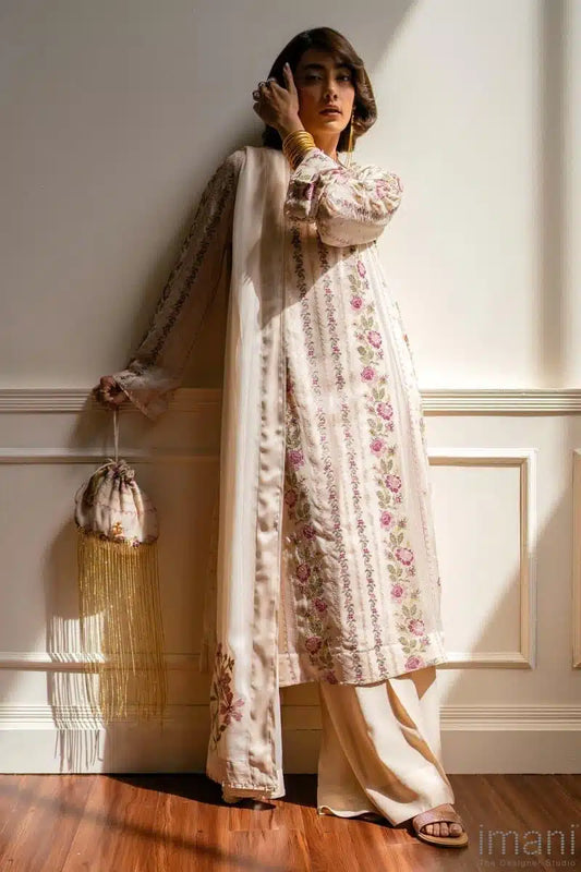 IMANI 3PC DHANAK EMBROIDERED SHIRT WITH DHANAK SHAWL AND TROUSER DN-2037