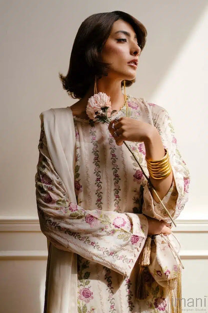 IMANI 3PC DHANAK EMBROIDERED SHIRT WITH DHANAK SHAWL AND TROUSER DN-2037